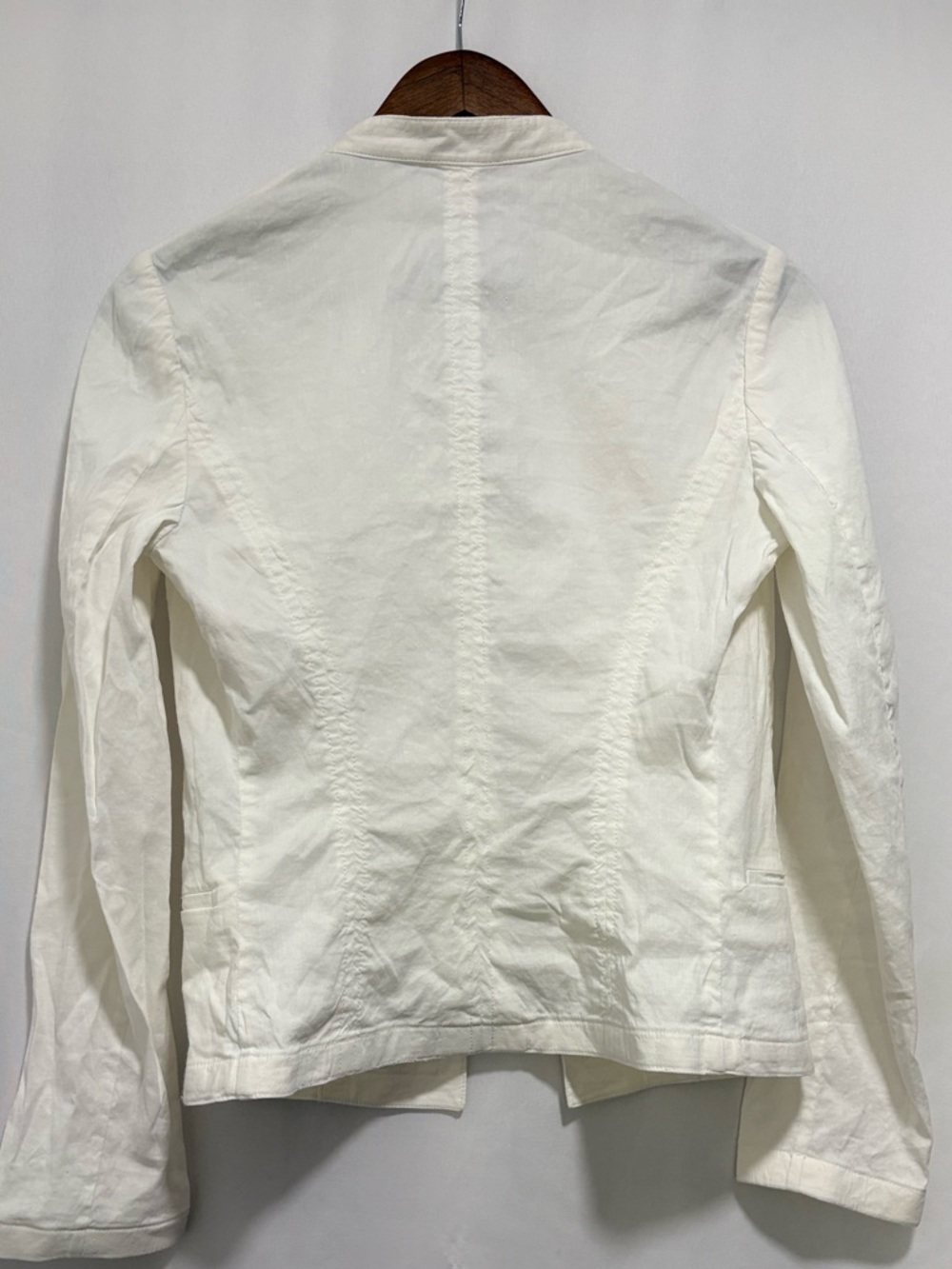 Theory Eco Crunch Wash White Open Front Linen Blend Blazer Small - Picture 3 of 6